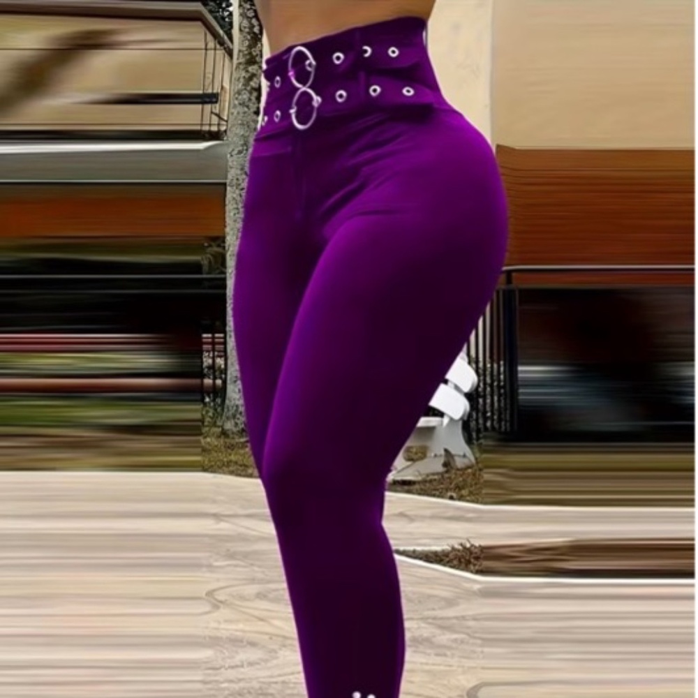 Stylish Stretchy High-Waist Women's Slim-Fit Pants - Picture 4 of 4